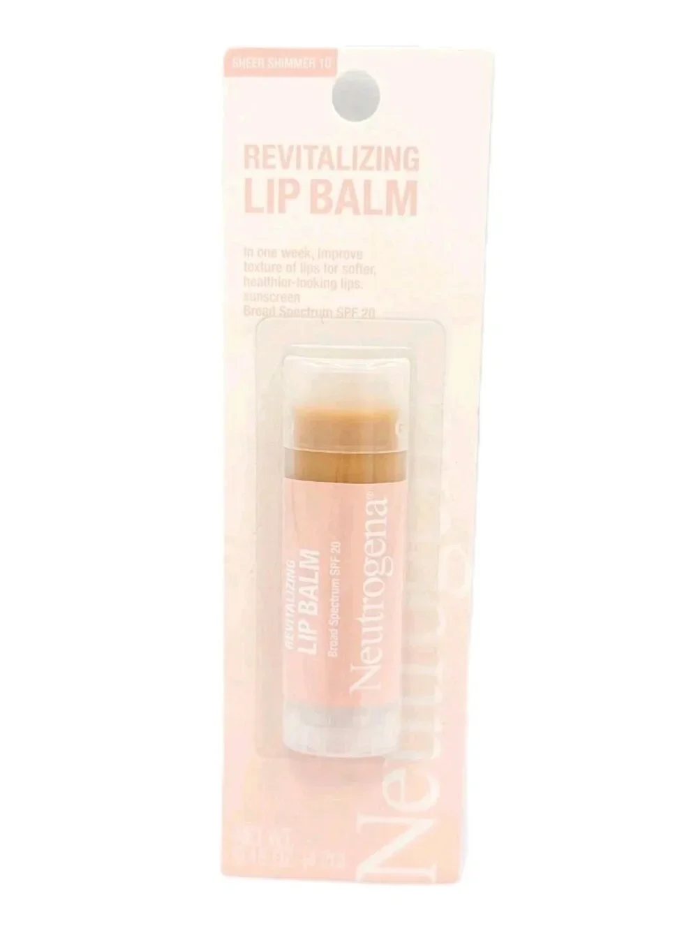 Neutrogena Revitalizing Lip Balm 10 Sheer Shimmer Spf 20 - 0.15 Oz. New